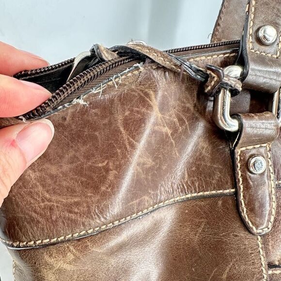 Vintage Fossil Women's Leather Messenger Shoulder Bag Handbag Dark Brown Medium - Picture 5 of 12